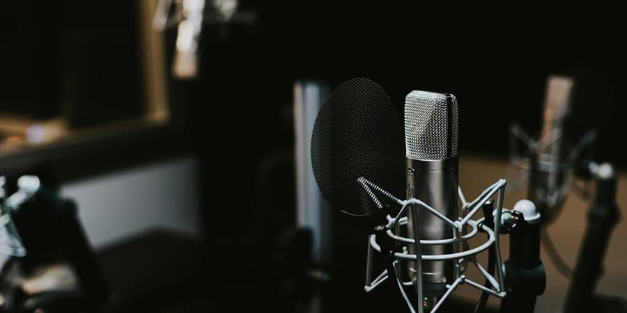 Podcast microphone in studio