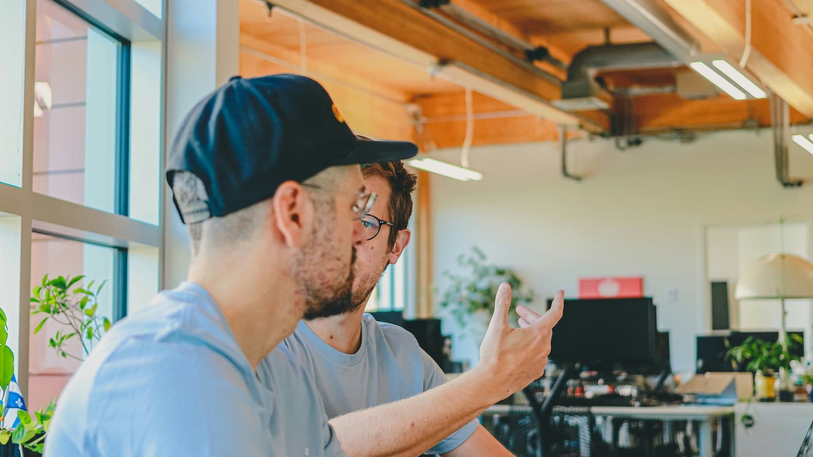 Two collaborators planning a project together